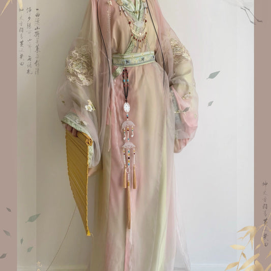 Hanfu Dresses Original Heavy Industry Waist Embroidered Cross Neck Big Sleeve Embroidered National Style Long Shirt Daily Super Immortal Hanfu Set