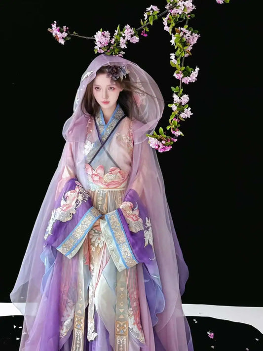 Warring States Hanfu Robe | Heavy Embroidery Cosplay Costume | Halloween & Carnival