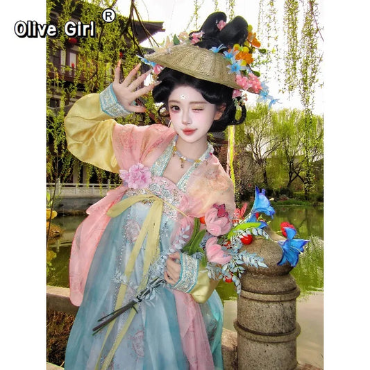 Fairy Goddess Hanfu Dress | High-End Floral Embroidery | Chinese Deity Cosplay Set