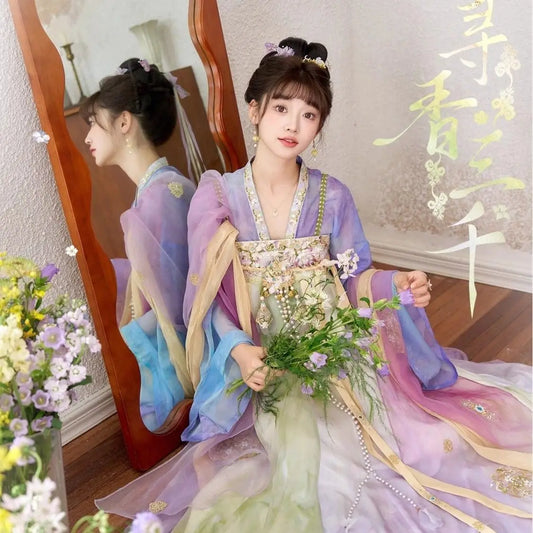 Green Hanfu Dress | Chest-Length Tang Embroidery | Forest Fairy Cosplay Set