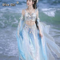 Mermaid Princess Hanfu | Exotic Embroidery Dance Goddess Cosplay | Summer Fantasy Set