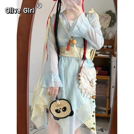 Xianxia Fairy Hanfu Dress | Sweet Ancient Chinese Cosplay Set | Summer Traditional