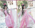 Pink Fairy Tale Hanfu Dress | High-End Floral Embroidery | Flowing Waist-Length Cosplay