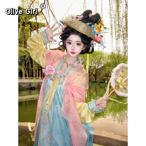 Fairy Goddess Hanfu Dress | High-End Floral Embroidery | Chinese Deity Cosplay Set