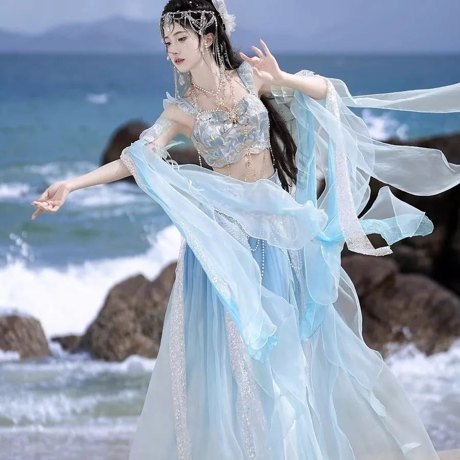 Mermaid Princess Hanfu | Exotic Embroidery Dance Goddess Cosplay | Summer Fantasy Set