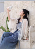 Olivegirl Hanfu Dress 2026 Elegant and Sweet Embroidered Hoodie Strap Set Summer Chinese Style Set Women's Clothing