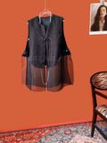 Silk Brocade Patchwork Organza Vest Retro Tassel Buckle Design Sense Top for Women's Vest High-end Elegant Girl's Clothing 2026