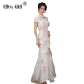 Olivegirl Pink Elegant Dress Qipao 2026 Chinese Summer Slimming Improved Cheongsam Versatile Dress Daily Women's Clothes