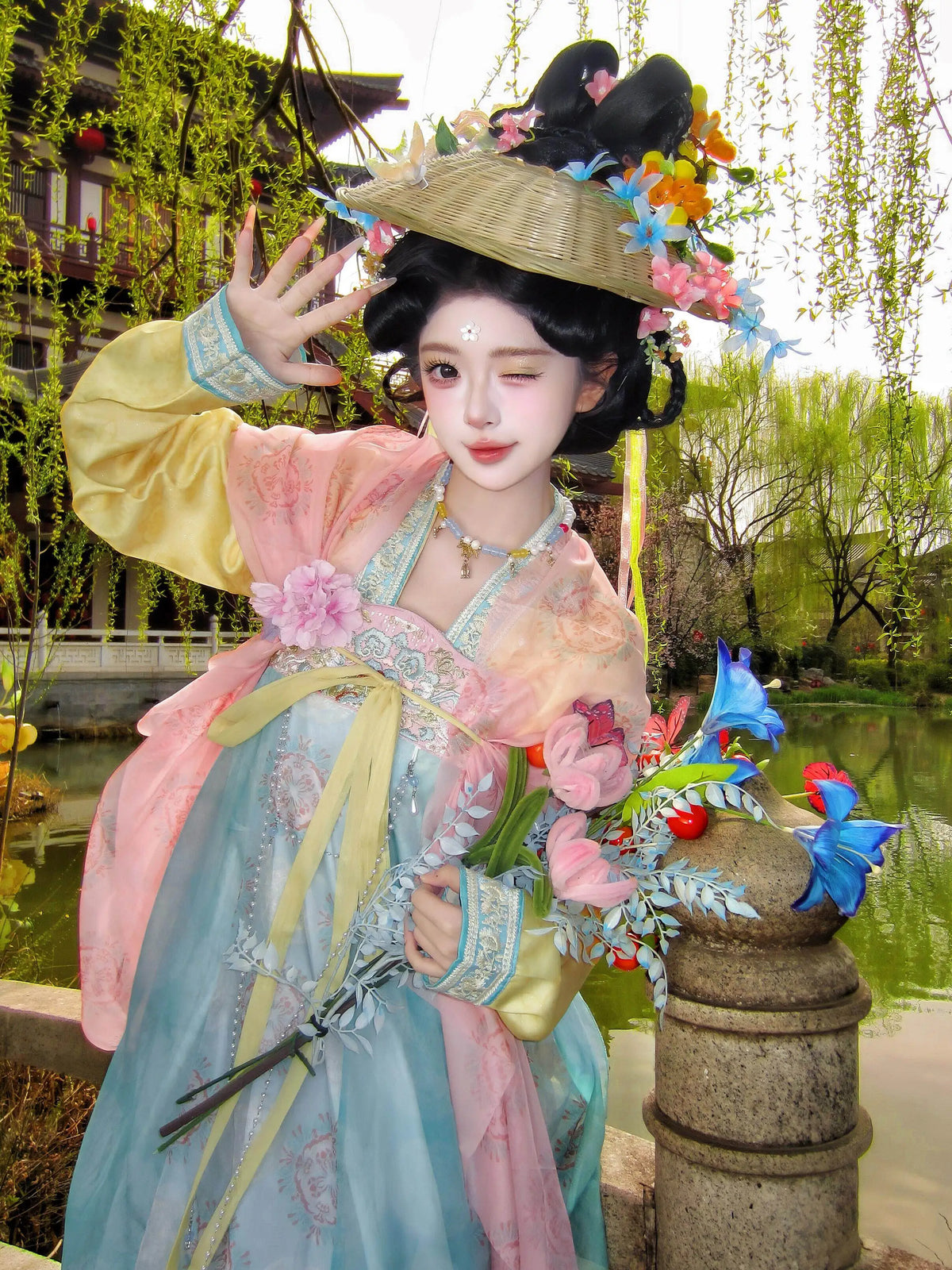 Fairy Goddess Hanfu Dress | High-End Floral Embroidery | Chinese Deity Cosplay Set