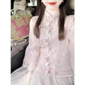 Women's Two Pieces Outfits Embroidered Pink Flower Top Short Skirt Traditional Chinese Clothing Women's Summer 2026 High-end Set