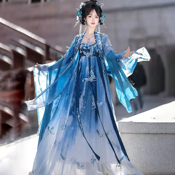 Tang Dynasty Hezi Hanfu Dress | Embroidered Chest-Length Pleated Skirt | Immortal Cosplay