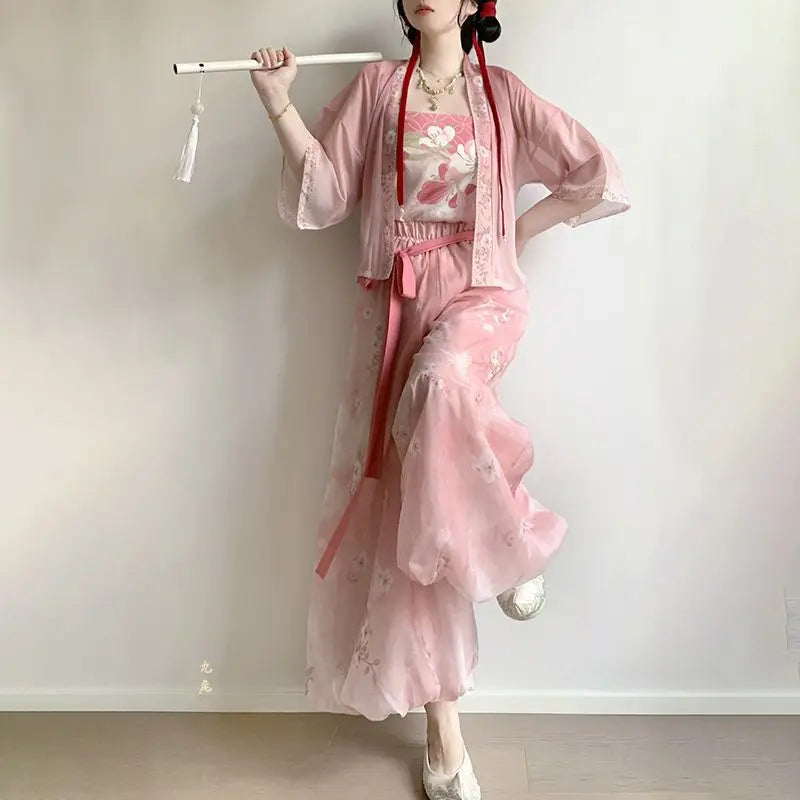 Song Dynasty Hanfu Set | Flower Bud Skirt-Pants & Shorts | Casual Chinese Summer Style