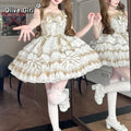 Olivegirl Japanese Kawaii Lolita Jsk Dress Women Sweet Y2k Bow Lace Ruffles Princess Dress Ballet Girls CuteParty Mini Dresses