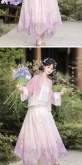 Song Dynasty Hanfu Set | Embroidered Flower Shirt & Irregular Short Skirt | Summer 2026