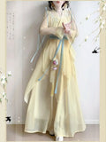 Olivegirl Hanfu Dress Embroidered Flower Chiffon Elegant Fairy Costume Original Long Style Daily Ancient Set Summer Cosplay