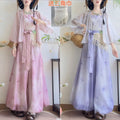 Olivegirl Hanfu Women's Outfits Daily Versatile Short Sleeved Shirt Flower Bud Pants Shorts Summer 2026 Cosplay Women's Clothing