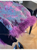 Elegant Vest Women's Clothes 2026 Autumn Feather Splicing Top Traditional Chinese Clothing Coats Jackets