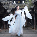 Olivegirl High End Flower Embroidery Blue Fairy Women's Clothing Hanfu Dress Fairy Style Set Spring and Autumn 2026 Cosplay