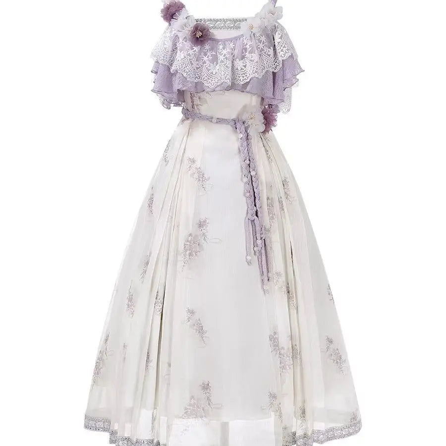 Olivegirl Women's Strapless Dress 3D Lace Flower Top High End Elegant Sweet Dress Party Banquet Beach Travel Live Lady's Clothes