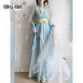 Olivegirl Hanfu Dress Embroidered Flower Chiffon Elegant Fairy Costume Original Long Style Daily Ancient Set Summer Cosplay