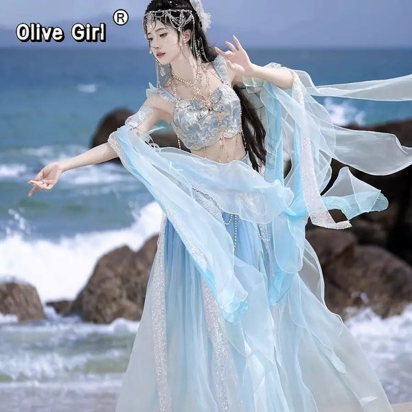 Mermaid Princess Hanfu | Exotic Embroidery Dance Goddess Cosplay | Summer Fantasy Set