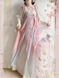 Tang Dynasty Hanfu Dress | Embroidered Fairy Set with Matching Cardigan | Spring Summer