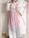 Tang Dynasty Hanfu Dress | Embroidered Fairy Set with Matching Cardigan | Spring Summer