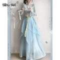 Olivegirl Hanfu Dress Embroidered Flower Chiffon Elegant Fairy Costume Original Long Style Daily Ancient Set Summer Cosplay