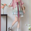 Olivegirl Hanfu Dress Embroidered Strap Skirt Short Sleeve Puff Skirt Lace Flower Chinese Sweet Women's Clothing Cosplay