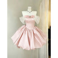 Olivegirl Pink Birthday Dress Rich Lady Short Evening Gown Socialite Princess Hostess Adult Ceremony Graduation Art Exam
