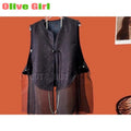 Silk Brocade Patchwork Organza Vest Retro Tassel Buckle Design Sense Top for Women's Vest High-end Elegant Girl's Clothing 2026