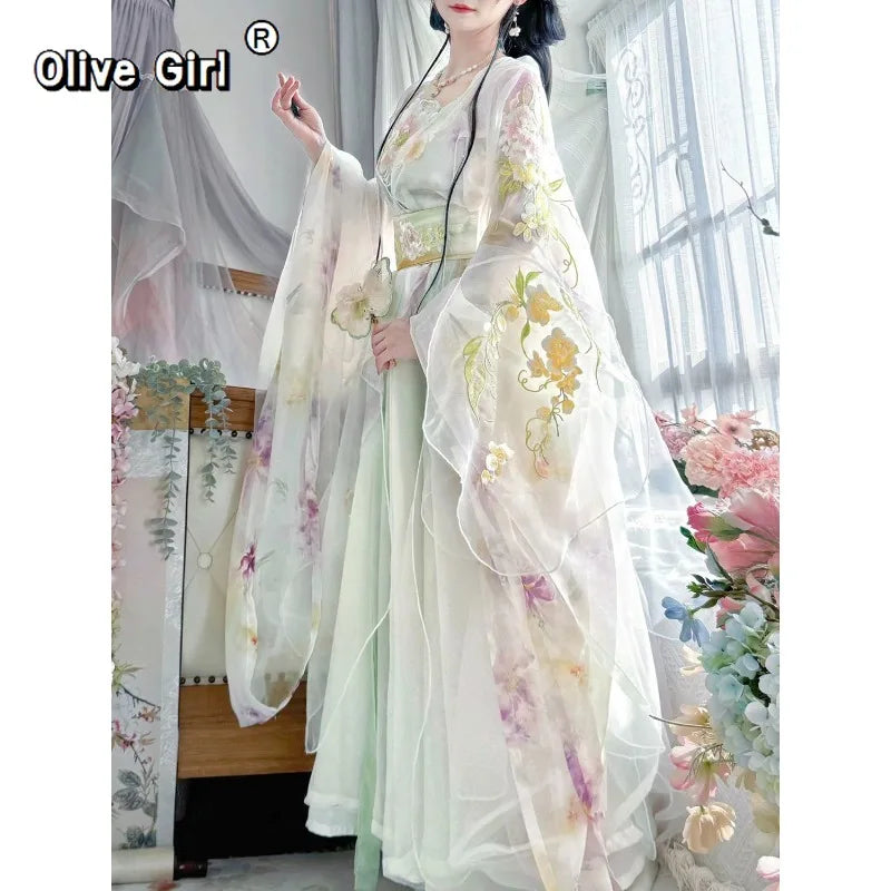 Olivegirl Hanfu Dress Original Tang Embroidery Hanfu Female Spring Fairy Air Drifting Cosplay Women's Clothes