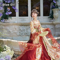 Tang Dynasty Large Sleeve Hanfu Dress | Leaf Print Embroidery | Front Overlapping Fairy Set