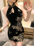 Olivegirl High-end Luxury Draped Sequin Dress Retro Chinese-style Waist-accentuated Slim Sexy Cheongsam Qipao 2026 Summer Dress