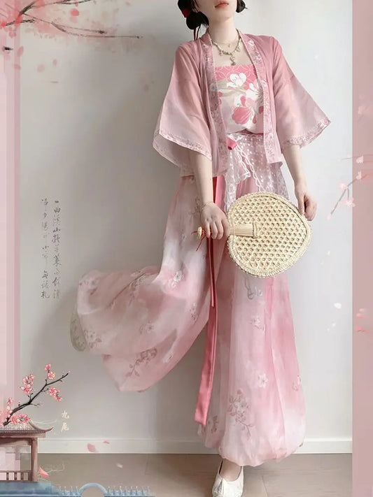 Song Dynasty Hanfu Set | Flower Bud Skirt-Pants & Shorts | Casual Chinese Summer Style