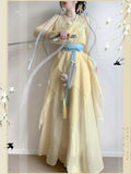 Olivegirl Hanfu Dress Embroidered Flower Chiffon Elegant Fairy Costume Original Long Style Daily Ancient Set Summer Cosplay