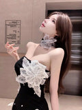 Olivegirl High End Dress with Nail Beads Heiress Socialite Flower Strapless Hip Hug Black Sleeveless 2026 Summer Banquet Dress