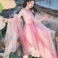 Pink Fairy Tale Hanfu Dress | High-End Floral Embroidery | Flowing Waist-Length Cosplay