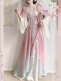 Tang Dynasty Hanfu Dress | Embroidered Fairy Set with Matching Cardigan | Spring Summer