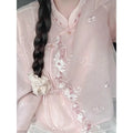 Women's Two Pieces Outfits Embroidered Pink Flower Top Short Skirt Traditional Chinese Clothing Women's Summer 2026 High-end Set