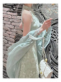 Women's Set Chinese Dress Cheongsam Chi-pao 2026 Summer Chinese Improved Qipao Slim Waist Hanging Neck Dress Sunscreen Cardigan