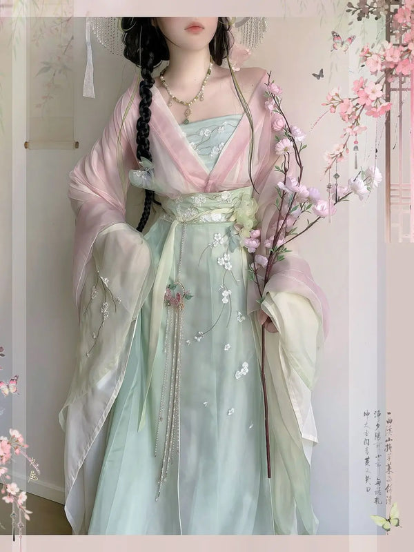 Original High-End Hanfu Dress | Heavy Floral Embroidery | Ancient Chinese Traditional Cosplay