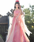 Pink Fairy Tale Hanfu Dress | High-End Floral Embroidery | Flowing Waist-Length Cosplay