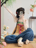 Hanfu Lantern Pants Set | Half Sleeve Embroidered Camisole Skirt | Lightweight Summer Outfit