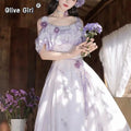 Olivegirl Women's Strapless Dress 3D Lace Flower Top High End Elegant Sweet Dress Party Banquet Beach Travel Live Lady's Clothes