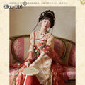 Tang Dynasty Large Sleeve Hanfu Dress | Leaf Print Embroidery | Front Overlapping Fairy Set
