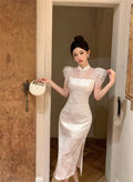 Olivegirl High-end Dress Delicate Lace Flared Sleeves Retro Patchwork Slimming High Slit Youthful Summer Women's Dress 2026