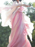 Pink Fairy Tale Hanfu Dress | High-End Floral Embroidery | Flowing Waist-Length Cosplay