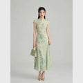 Olivegirl 2026 Chinese style dress women's clothing qipao summer Cheongsams green improved cheongsam fishtail dresses high-end