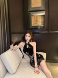 Olivegirl High-end Luxury Draped Sequin Dress Retro Chinese-style Waist-accentuated Slim Sexy Cheongsam Qipao 2026 Summer Dress
